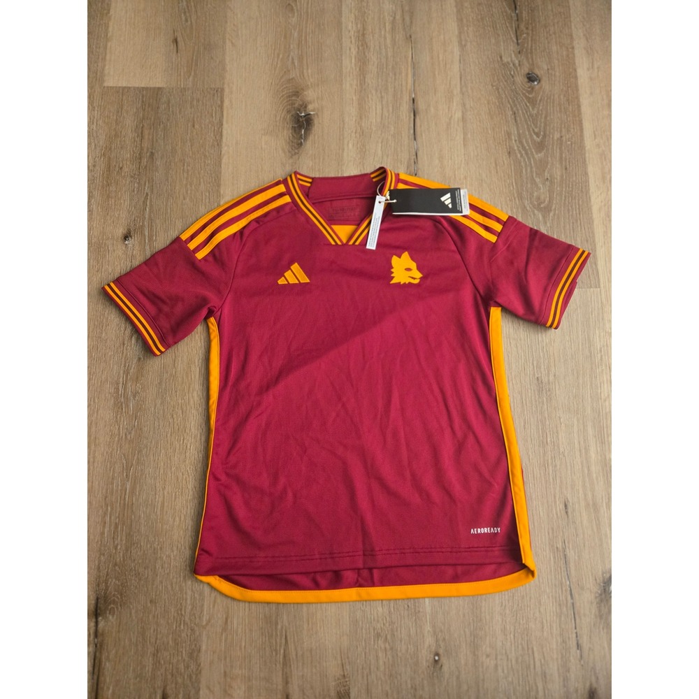 Adidas AS Roma 2023-24 Home Jersey Kids Dybala Burgundy Gold Soccer Shirt NWT